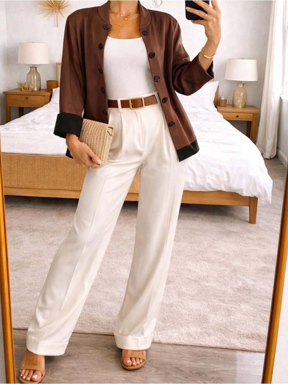 Vintage Silk Brown Button Up Oversized Jacket - Quiet Luxury Layer